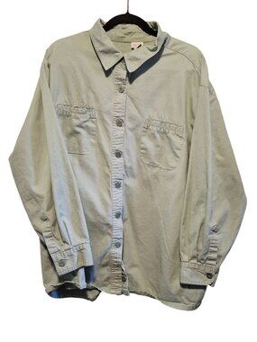 Vintage Cherokee Womens Plus Size 24W Button-Up Sage Green Shirt 100% Cotton Mad